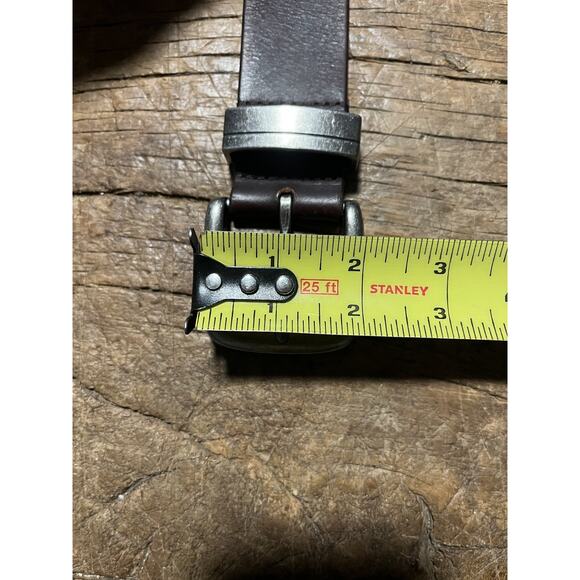 Unbranded Belt Mens 38 Brown Genuine Leather Silver Buckle - Picture 11 of 16